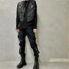 Men's Tracksuits Dark Retro Gothic Sleeveless Zipper Vest Personality Stitching Trendy Waistcoat Designer Leather Patchwork Top Coats