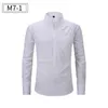 100 Cotton Springsummer Linen Men's Shirt Långärmad gratis strykning Solid Color Business Casual American Code 240105