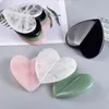 Cristal blanc clair Quartz en forme de coeur 3D Gua Sha outils pour le visage pierre de jade naturelle planche de Guasha pour SPA Acupuncture beauté soins de la peau