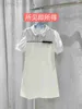 Basic & Casual Dresses designer brand miumius Spring/Summer New Polo Neck Bow Bubble Short Sleeve National Style Acetic Acid Splicing Elegant Dress IBAA