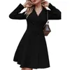 Casual Kleider Büro Dame Elegante Mode Langarm Revers Kragen Knopf Korsett Kleid Herbst Winter Frauen Blazer Mantel Y2K INS Kleidung