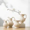 White Pot shaped Ceramic Vase Kettle Ceramic Vase Dual-use Irrigation And Watering European Minimalism 240105