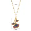 Pendentif Colliers En Acier Inoxydable Goutte À Goutte Huile Émail Ginkgo Feuille Collier Pour Femmes Exquis Or Couleur Mode Bijoux Cadeau Chaîne À Lèvres