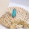 Clusterringen 2024 Bohemen Vintage Ovaal Turquoise Voor Vrouwen Meisjes Mode Kleurrijke Persoonlijkheid Geometrische Metalen Geschenken