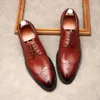 Top en cuir de vache hommes robe à lacets à la main Oxford classique Oxfords bout pointu fête chaussures formelles pour Y