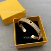 Pneus de carro nova marca clássico designer pulseira alta edição carta dupla fileira diamante aberto moda feminina ouro com caixa original