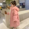 Winter Thick Cotton Coats For Girls Hooded Jackets Kids Outerwear Clothing Baby Long Warm Parka Snowsuit CH28 240104