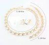 Italienische Nachahmung Perle Gold Farbe Kristall Halskette Ohrring Armband Party Braut Zubehör Geschenk Schmuck Sets