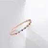 Anéis de cluster estilo fino multicolorido zircão cúbico anel de pedra para mulheres rosa cor de ouro moda jóias de dedo