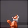 Decorative Objects Figurines Creative Foxes Statue Animal Figurine Resin Home Decor Art Scpture Modern Living Room Tv Cabinet Desk Dhal7
