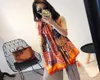 Designer Silk scarf Pashmina for Women Big size Spring Summer Orange FLoral Printed Long Scarves Scarfs Wrap 180x90Cm Shawls S2305460637