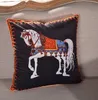 Kuddefas All-Match Velvet Double-Sided Printing Horse Pillow Cushion SOFA Model Room Decoration Office Midja Kudde utan kuddkärna