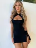 Casual Dresses Avrilyaan Black Backless Bandage Sexy Kleid Frauen Bodycon Hollow Out Mini Sommer Vestidos Elegant Holiday