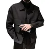 Hiver hommes laine Trench manteau veste courte coupe ajustée manteaux décontractés coréen couleur unie Steelwear coupe-vent col rabattu vêtements d'extérieur 240105