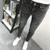 Streetwear Hip Hop Men's mycket mager rippade stretch -jeansbyxor Slim Fit Black White Dark Blue Light 240104