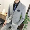 Jacketsvestpants Fashion Men's Slim Fit Business Suits/Manlig högkvalitativ Pure Cotton Groom Gifta klänning 3 PCS S-4XL 240104