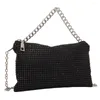 Sacos de noite mulheres mensageiro saco brilhante strass crossbody corrente envelope moda zíper cor sólida senhoras bolsa feminina festa embreagem