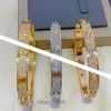 Nueva marca de neumáticos para automóviles Pulsera de diseño clásico Fábrica Edición alta Oro Cielo lleno Estrella Amor Hombres y mujeres Trabajador de diamantes de dos hileras con caja original