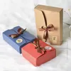 Emballage cadeau Boîte de papier kraft naturel 20pcs Noël avec des cadeaux de mariage de ruban pour les invités Boîtes d'emballage de biscuits Cajas de cartons