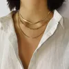 Цепочки INS Трехслойное ожерелье-цепочка из нержавеющей стали Позолота 18 карат Женская мода универсальная