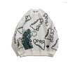 FGKKS Maglione Uomo Harajuku Moda Lavorato a maglia Hip Hop Dinosauro Cartoon Pullover O-Collo Oversize Casual Coppia Maglioni maschili 240104