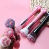 Mini Nette Katze Klaue Form Make-Up Pinsel Foundation Pinsel Weiche Faser Tragbare Kleine Spiegel Lagerung Box Set Schönheit Make-Up Tools240102