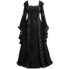 Casual jurken Middeleeuwse vloerlengte jurk Retro mode dames Vintage gothic lange mouwen