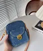 Designer - Denim Camera Bag Mini Crossbody Bag Classic Mönster med högkvalitativ guldhårdvara 15 cm