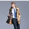 Spring Trench Coat Men Fashion Lapel British Windbreaker Men's Long Double-breasted Trench Coat S-6XL Size Chaqueta Hombre 240104