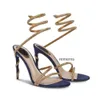 Rene Caovilla Stileetto RC Heel Sandalsイブニングシューズ女性ハイヒール高級デザイナーアンクルラップアラウンドシューズレディハイヒールパーティーウェディングブライダルヒール