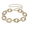 Unique Double Ring Gold Chain Belt Women Fashion Round Metal Silver Belts Female Jeans Dress Waistband 240104