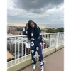 Mode Femmes Survêtements Streetwear Deux Pièces Ensemble 2024 Printemps Automne Chic Imprimé Logn Manches Sweat À Capuche Et Pantalon Sport 2 Pièces Survêtements