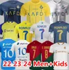 23 24 Al Nassr FC Ronaldo Futbol Formaları Erkekler Çocuk Kiti Neymar Jr Al Hilal Suudi Tekdüzen Cr7 Erkekler Futbol Shiirt Mane Al-Nass Jersey 2023 2024 Sergej Suudi Arabistan