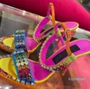 Luxe ontwerpers sandalen damesschoenen met de hand genaaid kleurrijke Strass stiletto hakken topkwaliteit kristal bling bling 10,5 cm hoge hakken etentje sandaal