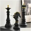 Estatuetas de objetos decorativos Northeuins 3 Pçs/set Resina Internacional Xadrez Estatueta Moderna Decoração Interior Escritório Sala de estar Casa Dhzqh