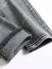 Mens Stretchy Denim Jeans Streetwear Tearing Patchwork Holes Ripped Elastic Waist Casual Pants Slim fit Straight Trousers 240104