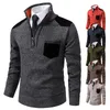 Pullover Men Sweater Cashmere Thick Polo Shirts Korean Half Zipper Cold Blouse Stand Collar Autumn Winter Outerwear Luxury Cloth 240105