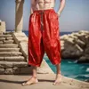 Pantalons pour hommes Rétro Radis Hommes Mode Lâche Plage Vêtements d'été pour homme Soild Imprimer Cordon Taille élastique Baggy Pantalon