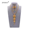 Rings Dubai Gold Plated Round Jewelry Sets Necklace Pendant Earrings Set for Women African France Wedding Jewelery Bridal Gifts