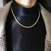 Twist Rope Chain Necklace 18K Yellow Gold Plated Genuine 925 Sterling Silver Choker Clavicle Jewelry for Women Men Neck Chain 240104