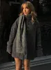 ソリッドボタンの装飾されたミッドレングスセーターの女性ゆるい長袖ウォームプルオーバー2023秋のファッション女性ストリートジャンパー240105