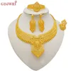 Dubai Gold Farbe Schmuck Set Für Frauen Indische Ohrring Halskette Nigeria Marokkanischen Braut Zubehör Hochzeit Armband Party 240102