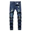 Men Straight Fit Jeans Retro Style Stylish Men's Ripped Slim Breathable Fabric Hop Streetwear Mid Waist 240104