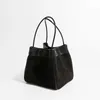 Evening Bags Vintage Brown Faux Suede Basket Tote Bag For Women Korean Ins Satchel Shoulder Shopper Luxury Designer Handbag And Purses