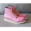 Botas de inverno vintage couro genuíno tornozelo motocicleta quadrado top homens vestido casual trabalho sapatos vermelhos punk matens