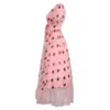 Casual klänningar kall axel för kvinnor sommar mode sexig jordgubbe sött mesh garn v-hals skjorta klänning