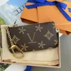 Womens key coin purse Mini Designer wallet 7A Purses keychain Luxury Card Holder zippy Wallets Genuine Leather mens pocket organizer wristlets black flower pouch