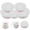 Dinnerware 5 Pcs Fridge Containers Enamel Thickened Preservation Bowl With Lid Salad Deep Bowls Fruit Baby