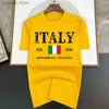 Męskie koszulki litera Włochy męskie T-shirty 2023 NOWOŚĆ Summer Zabawny wielokolorowy drukowane bawełniane koszulki Tops Man Fashion Tshirt T240105