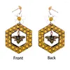 Dangle Earrings Design Wood Hexagon Honeycomb Bee 2024 Laser Cut Earring
